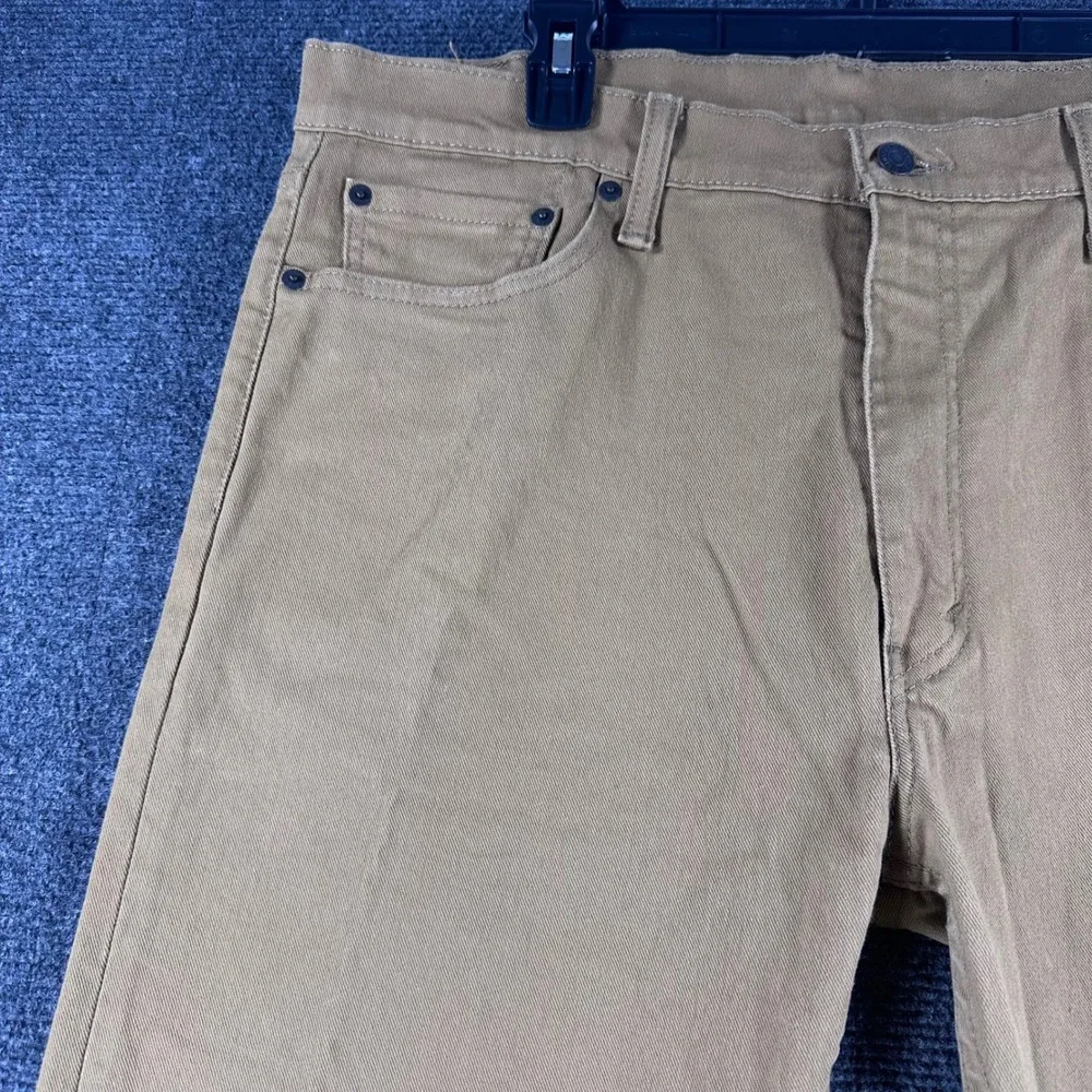 Levi's 513 Slim Straight Pants Mens 38x32 W38 L32 Tan Khaki Stretch Casual